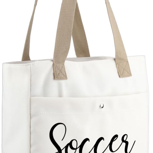 Soccer Mom Canvas Tote Large Capacity Sports Travel Gift for Fans and Moms - Picture 1 of 7
